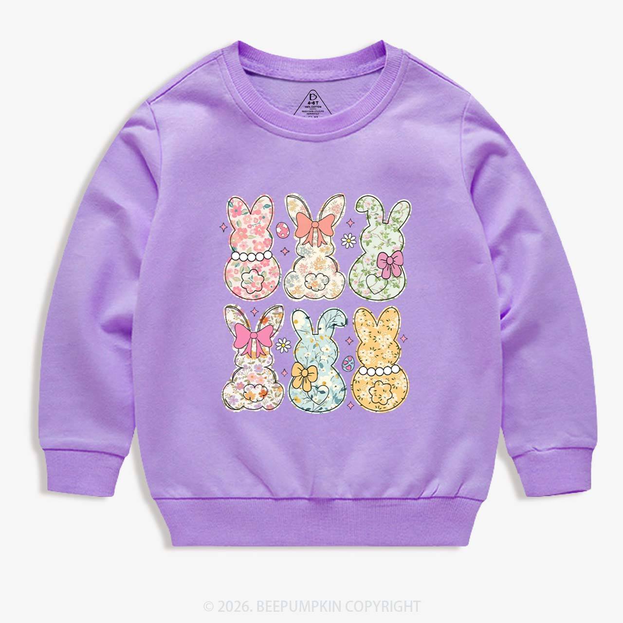 Vintage Spring Floral Bunny Bows Kid's Sweatshirt