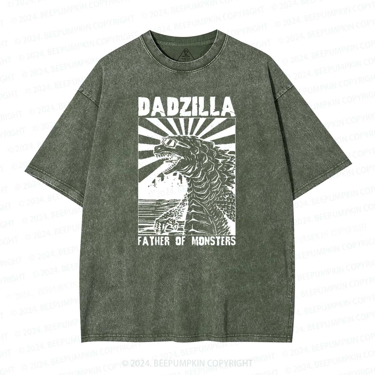 Dadzilla Father Of Monster Dad Washed T-Shirts 