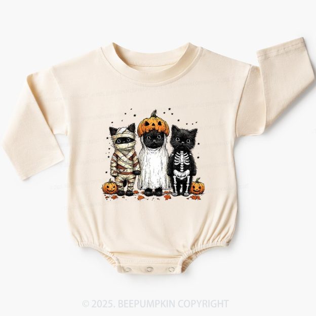 Halloween Black Cat Baby Bubble Romper Beepumpkin