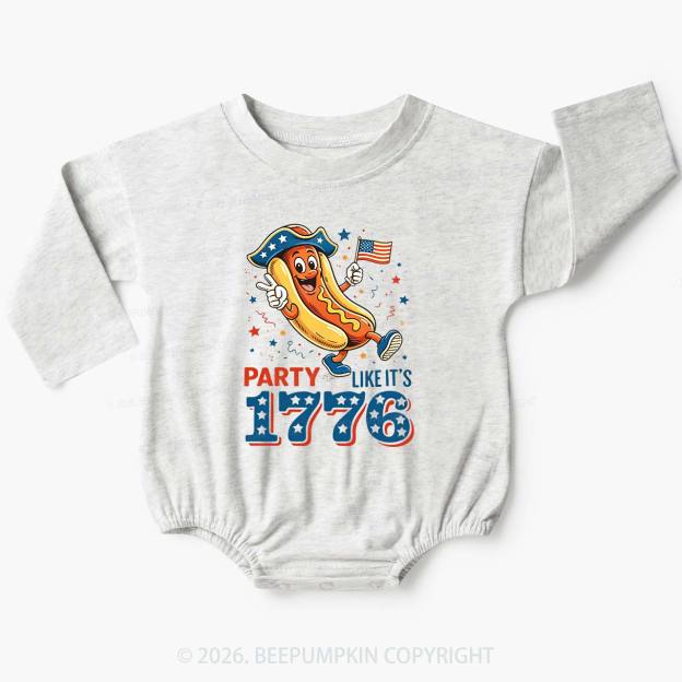 Party Like It's 1776 4th Of July Hot Dog Baby Bubble Romper