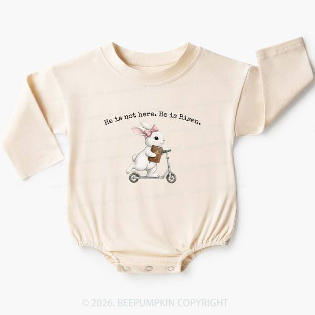 He Is Not Here He is Risen Rabbit Christian Easter Baby Bubble Romper