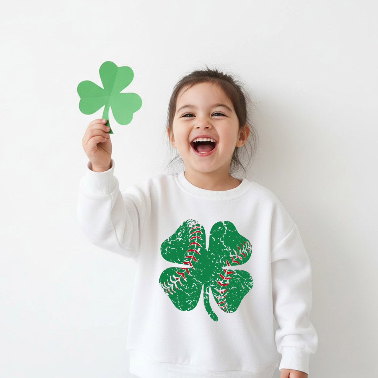 Baseball Shamrock St Patrick's Day Kid's Sweatshirt