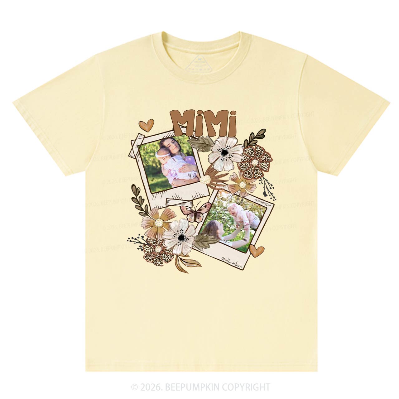 Personalized Photo With Floral T-Shirt For Mom
