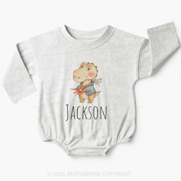 Personalized Watercolor Dino Friend Baby Bubble Romper