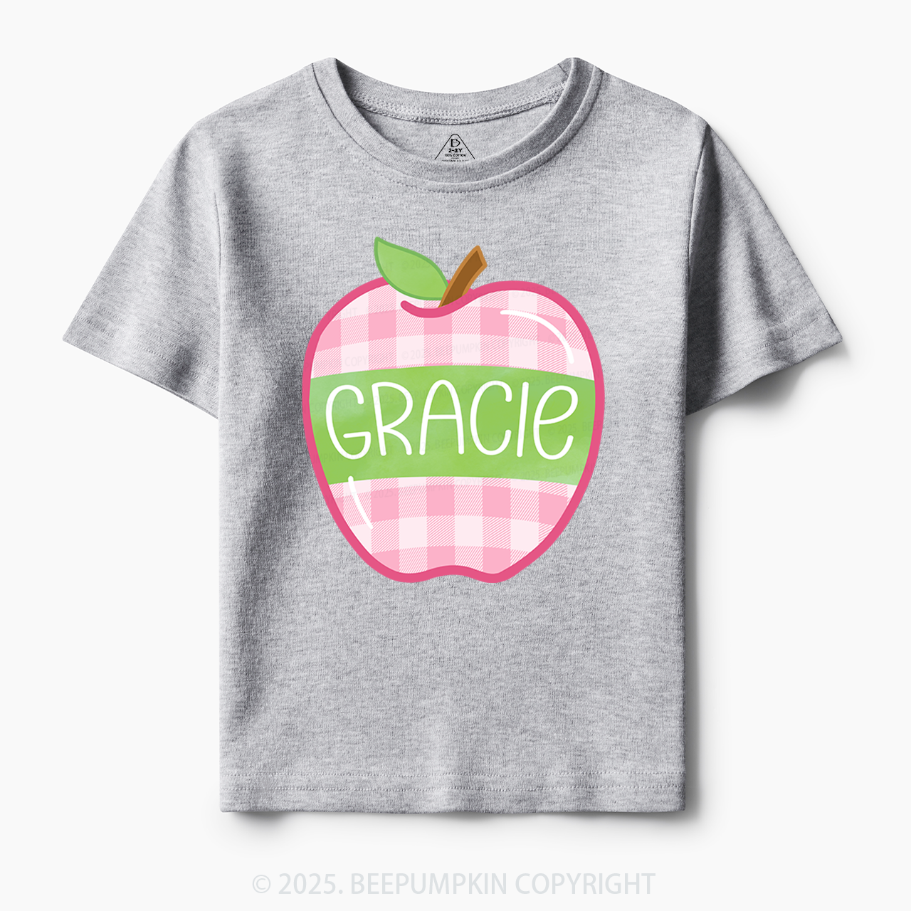 Personalized Plaid Apple Series Toddler&Kid's Tees Beepumpkin