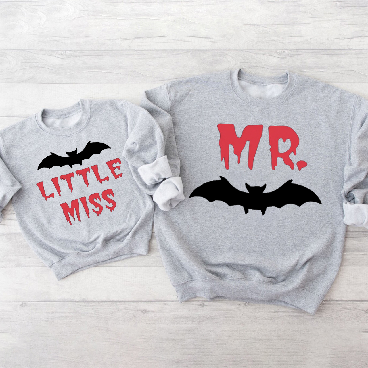 Mr And Mrs Halloween Bat Sweatshirts For Family