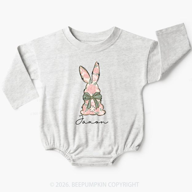 Personalized Floral Easter Bunny Baby Bubble Romper