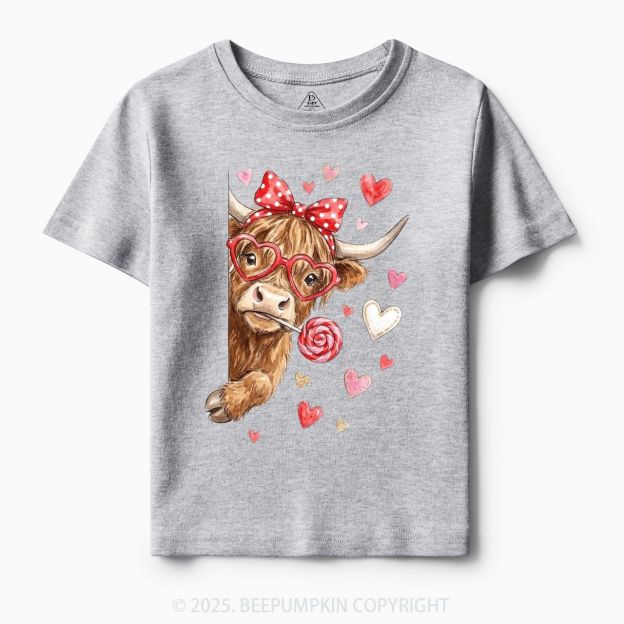 Valentine Highland Cow Toddler&Kid's Tees Beepumpkin