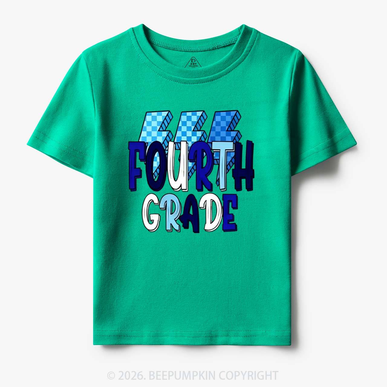 Pixel Blue Checkered Grade Level Toddler&Kid's Tees