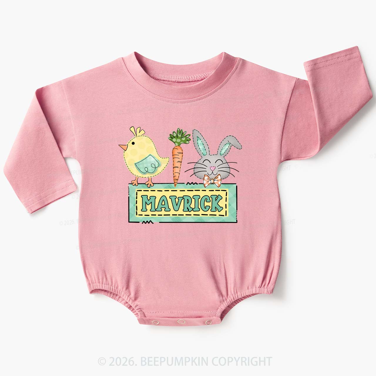 Personalized Name Easter Bunny Carrot Baby Bubble Romper