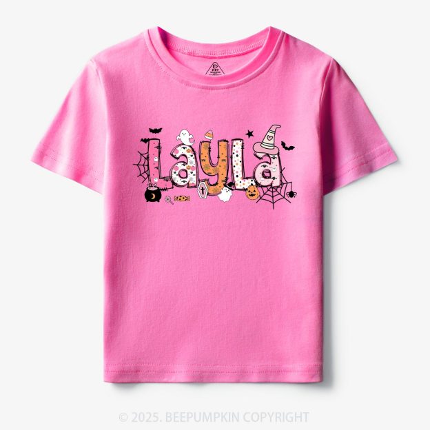Personalized Name Halloween Girls Tees | Toddler & Kid's Tees Beepumpkin