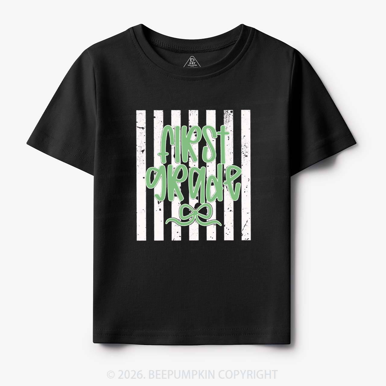 Colorful Stripes First Grade Cutie Bow Toddler&Kid's Tees
