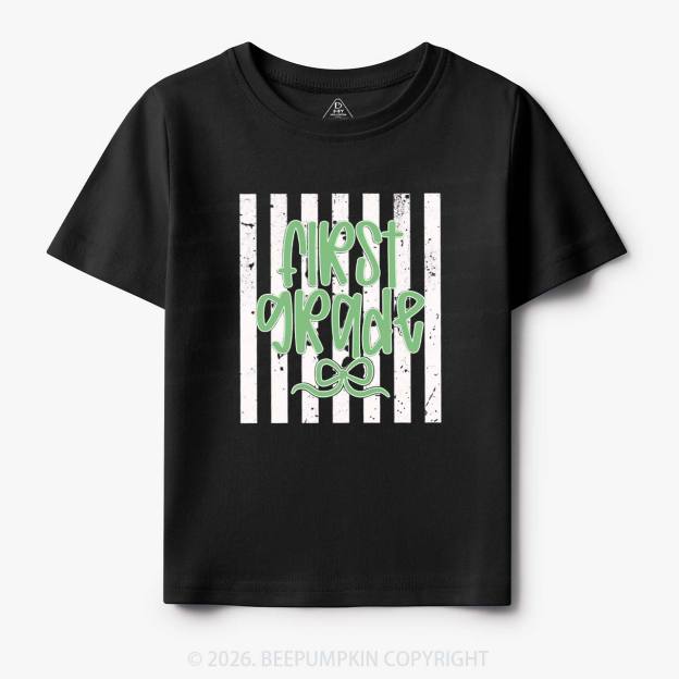 Colorful Stripes First Grade Cutie Bow Toddler&Kid's Tees