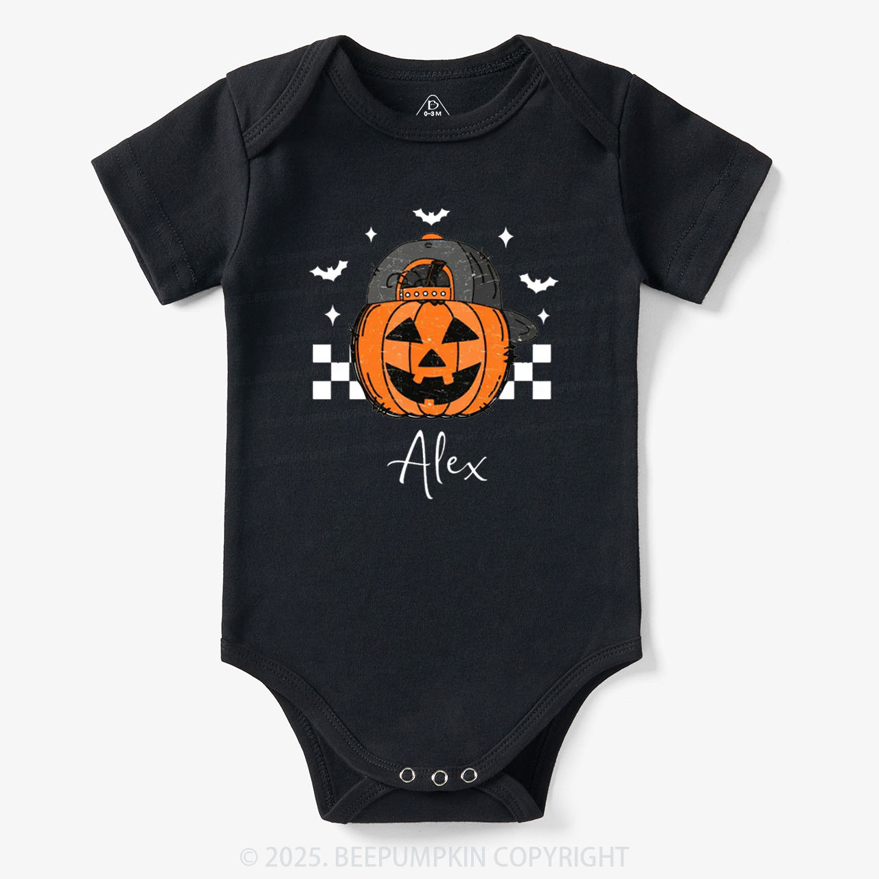 Personalized Jack-O-Lantern Name Bodysuit Beepumpkin