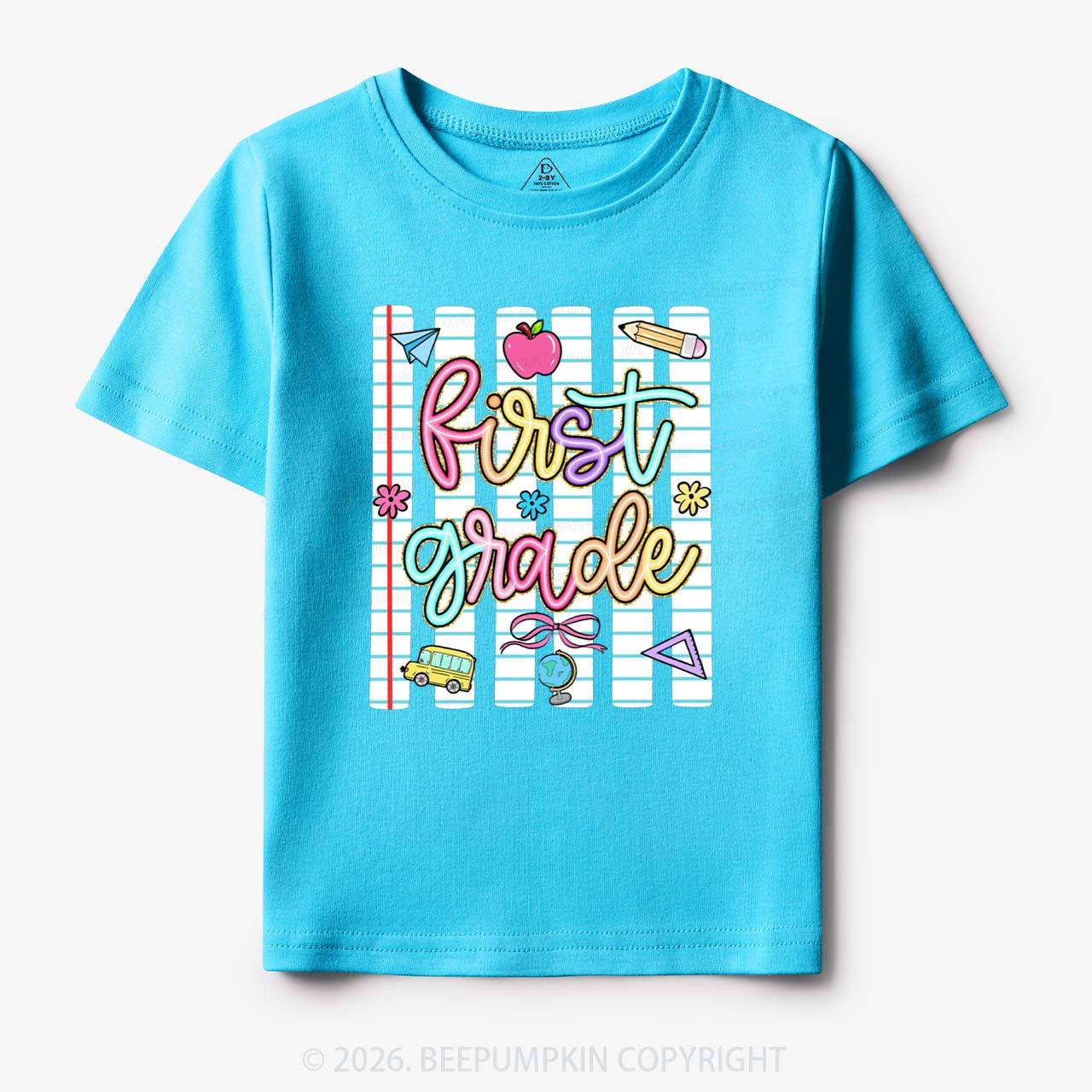 Personalized Colorful Striped Preppy Back To School Toddler&Kid's Tees
