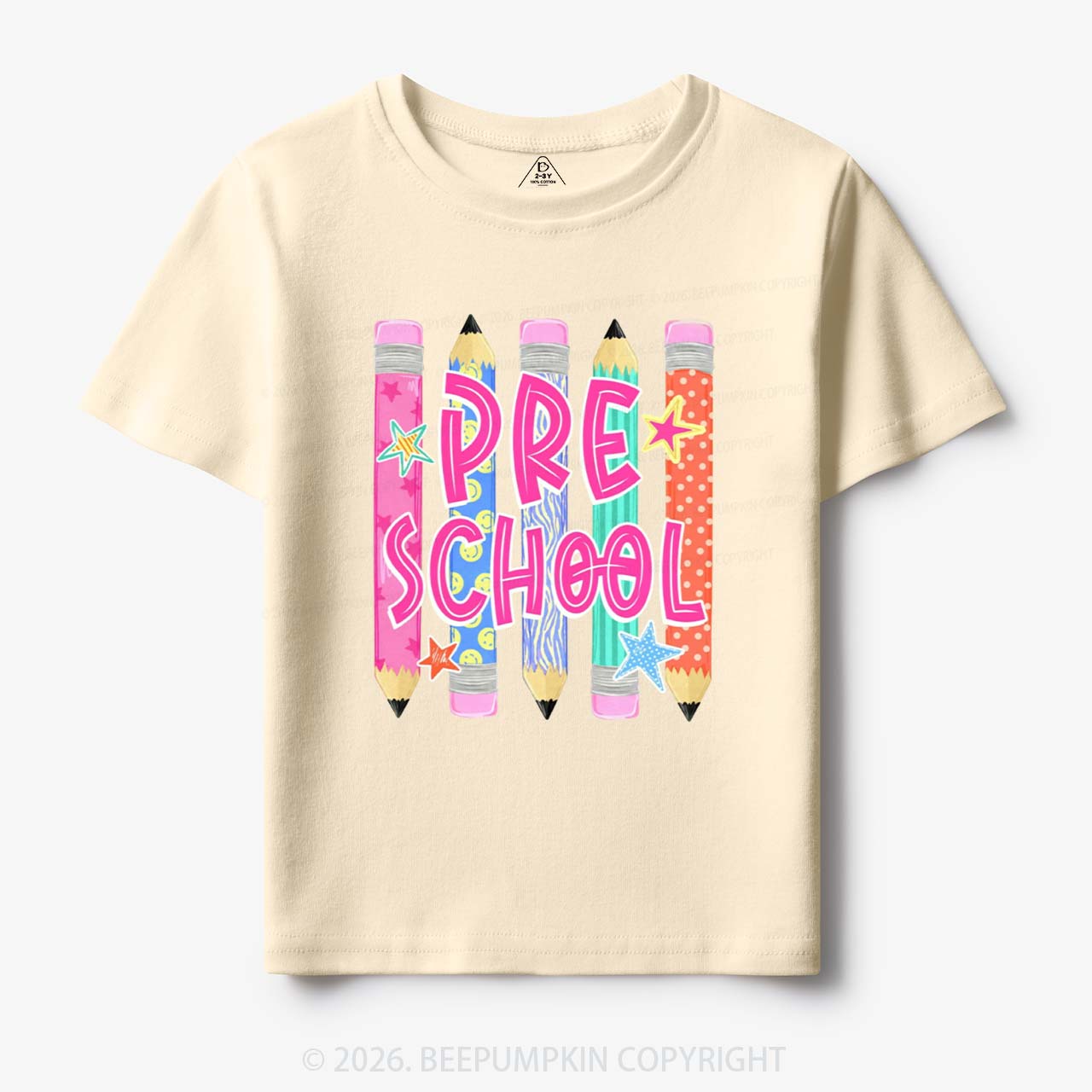 Personalized Grade Level Colorful Pencil Toddler&Kid's Tees