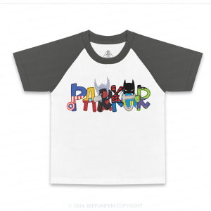 Image of Personalized Superhero Name Kid's Raglan Sleeves Tees