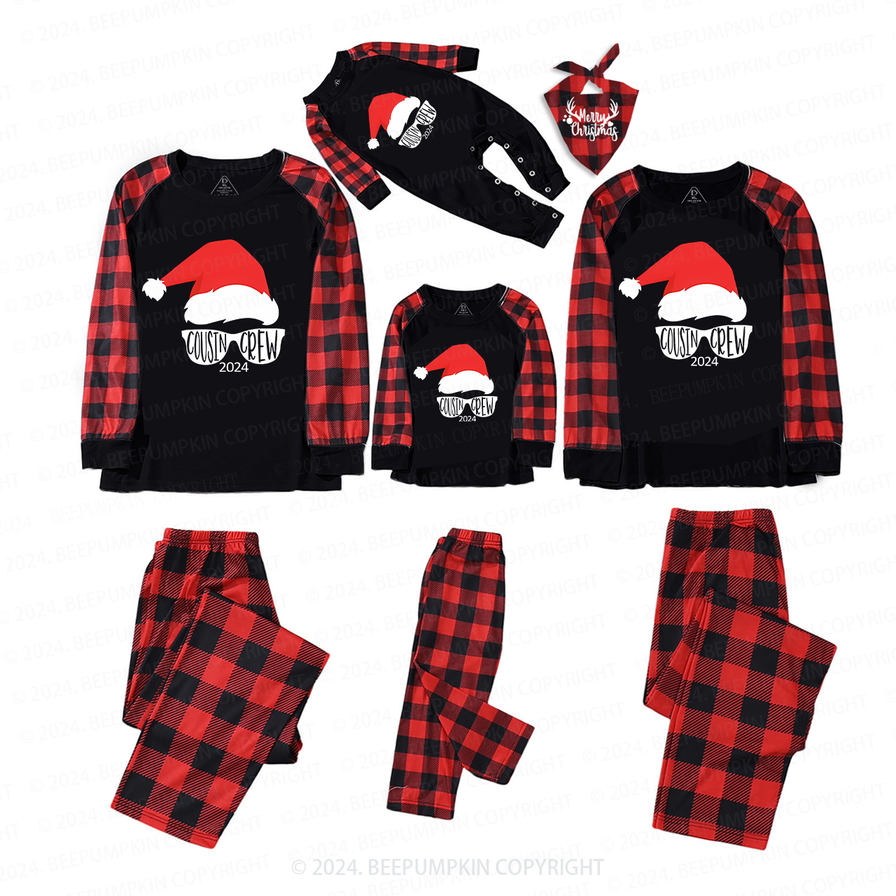 Cousin Crew Red Santa Hat Christmas Matching Pajamas For Family Beepumpkin