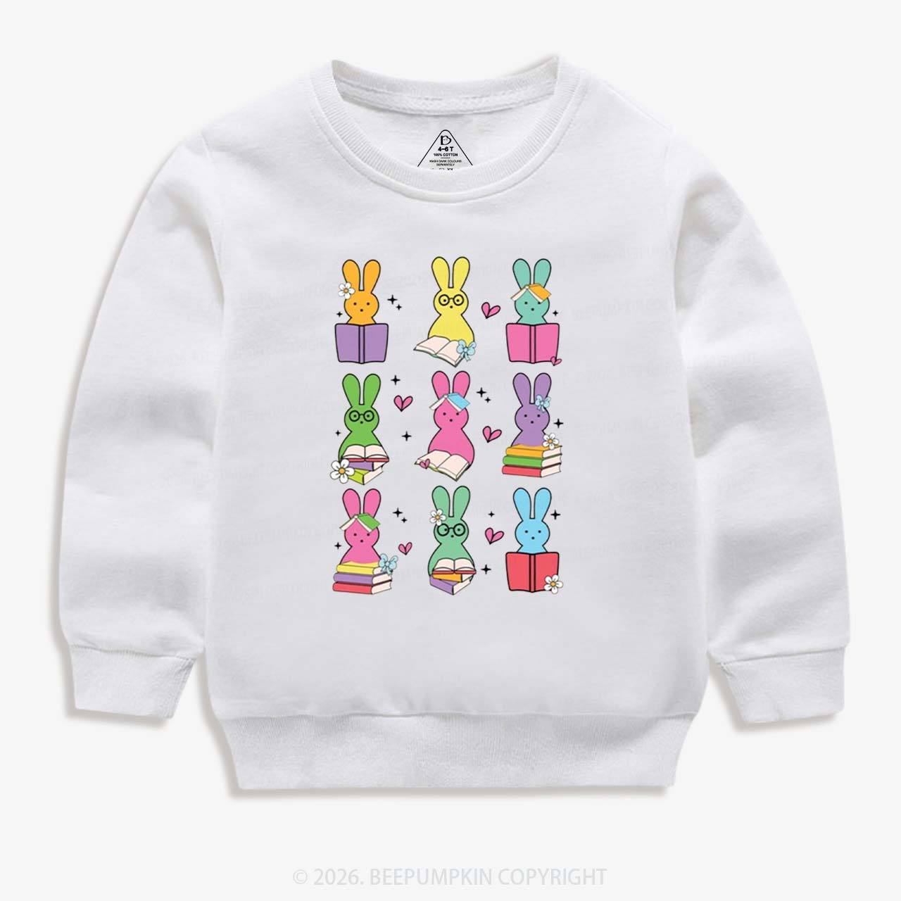 Book Lover Easter Bunnies Kid's Sweatshirt