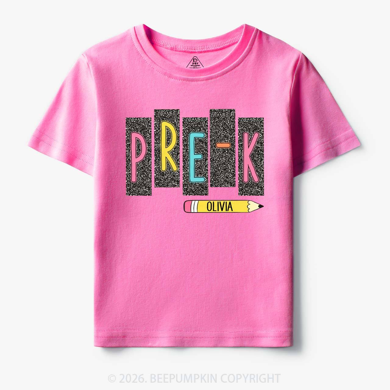 Personalized Name Preppy Daisy Floral Back to School Toddler&Kid's Tees