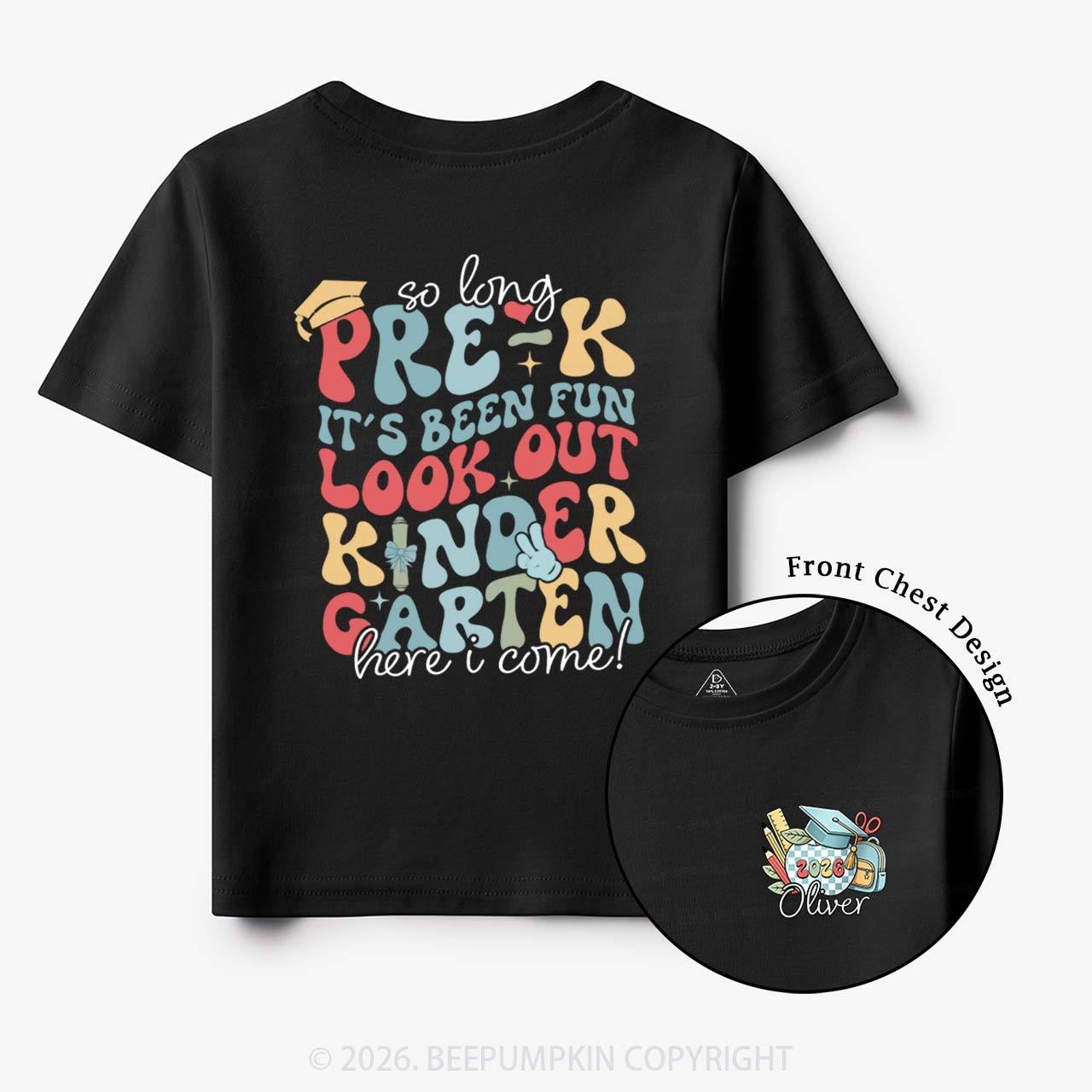 Personalized Name So Long Pre‑K Hello Kindergarten Toddler&Kid's Tees