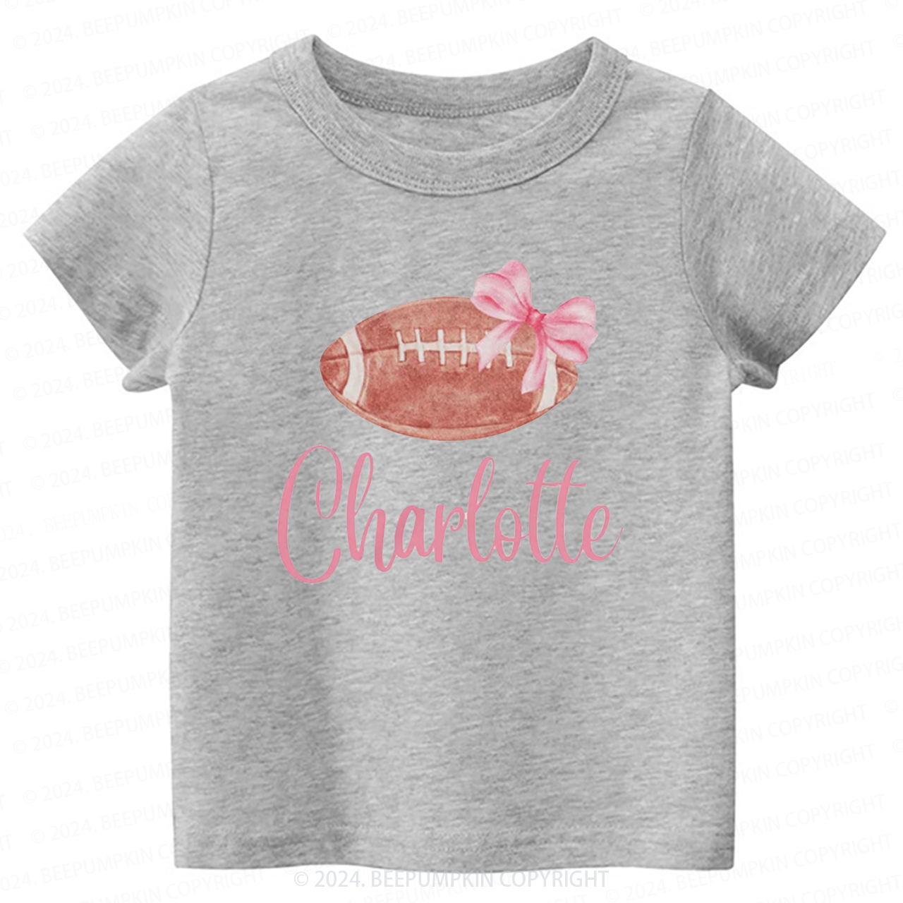Personalized Football Bow Toddler&Kids Tees 