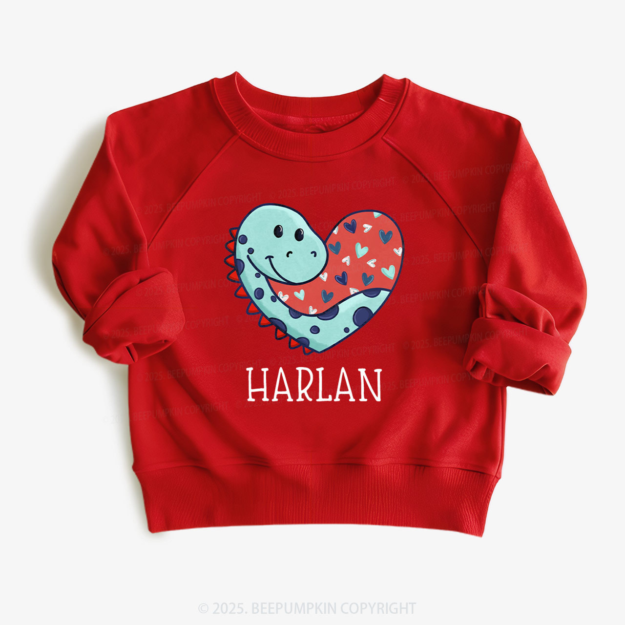 Personalized Dinosaur Valentine's Day Kid's Sweatshirt