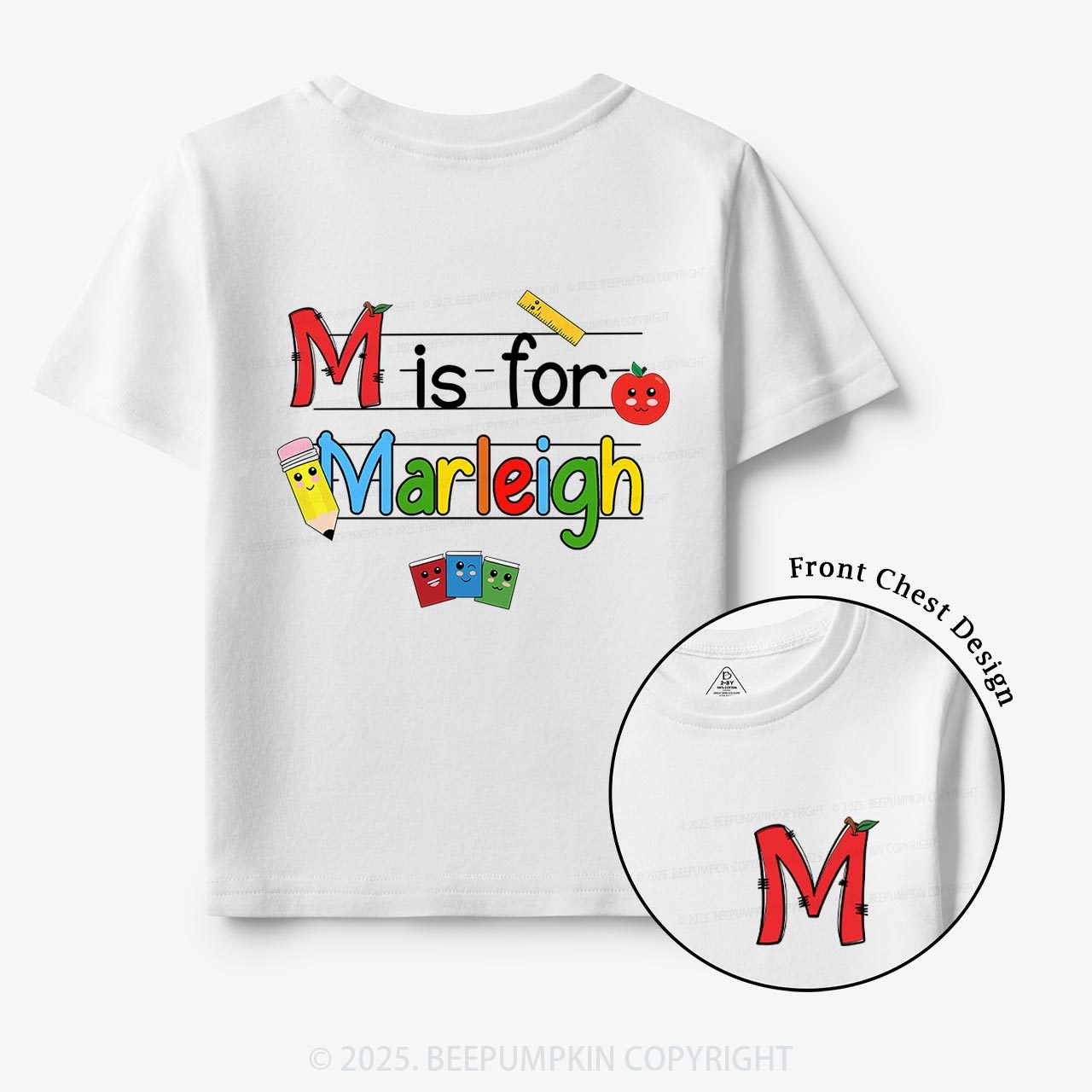 Personalized Kids Color Name Back To School Toddler&Kid's Tees Beepumpkin