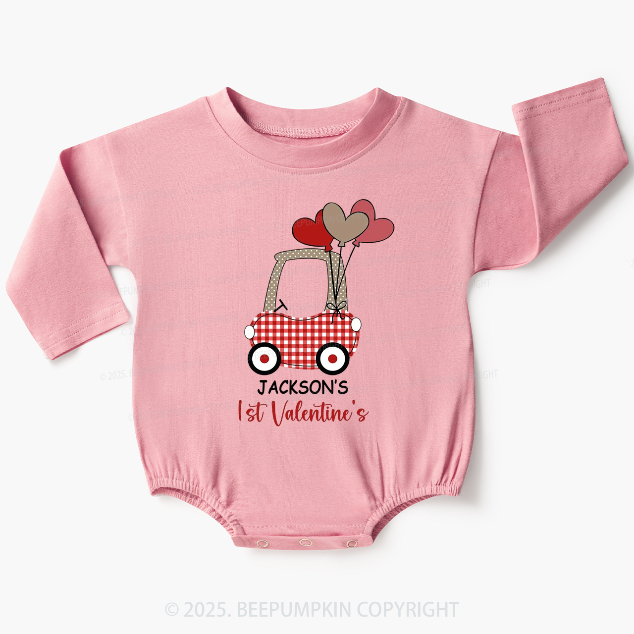 Personalized Car My First Valentine's Day Baby Bubble Romper Beepumpki