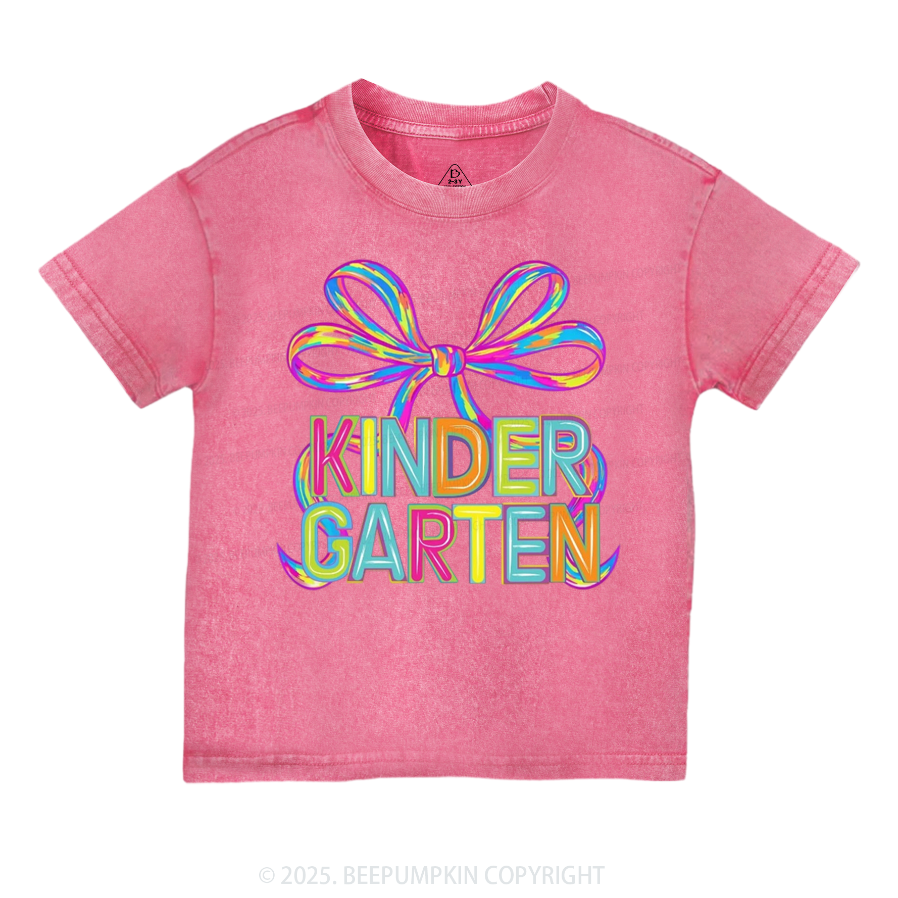 Personalized Rainbow Ribbons Grade Toddler&Kids Washed Tees