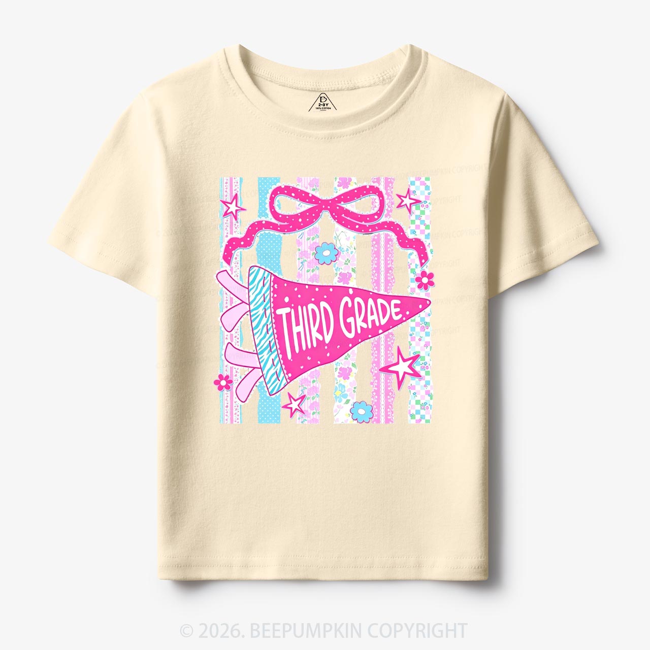 Retro Striped Floral Pennant Flag Back To School Toddler&Kid's Tees