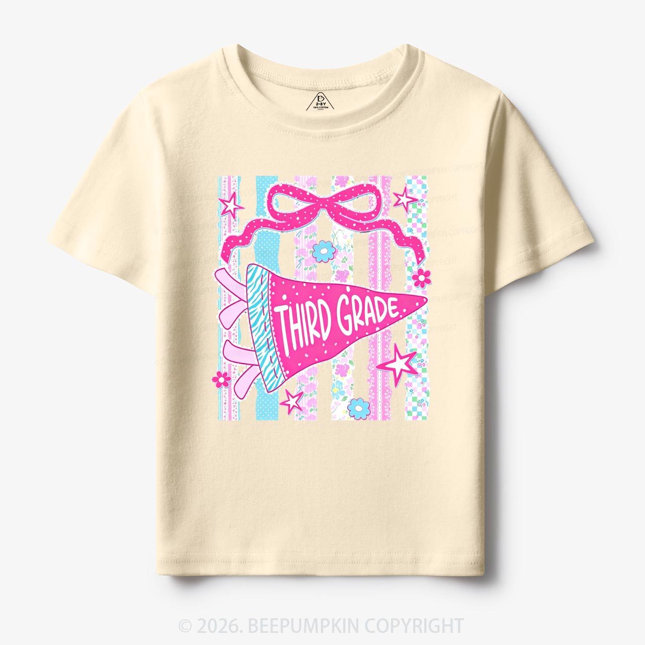 Retro Striped Floral Pennant Flag Back To School Toddler&Kid's Tees