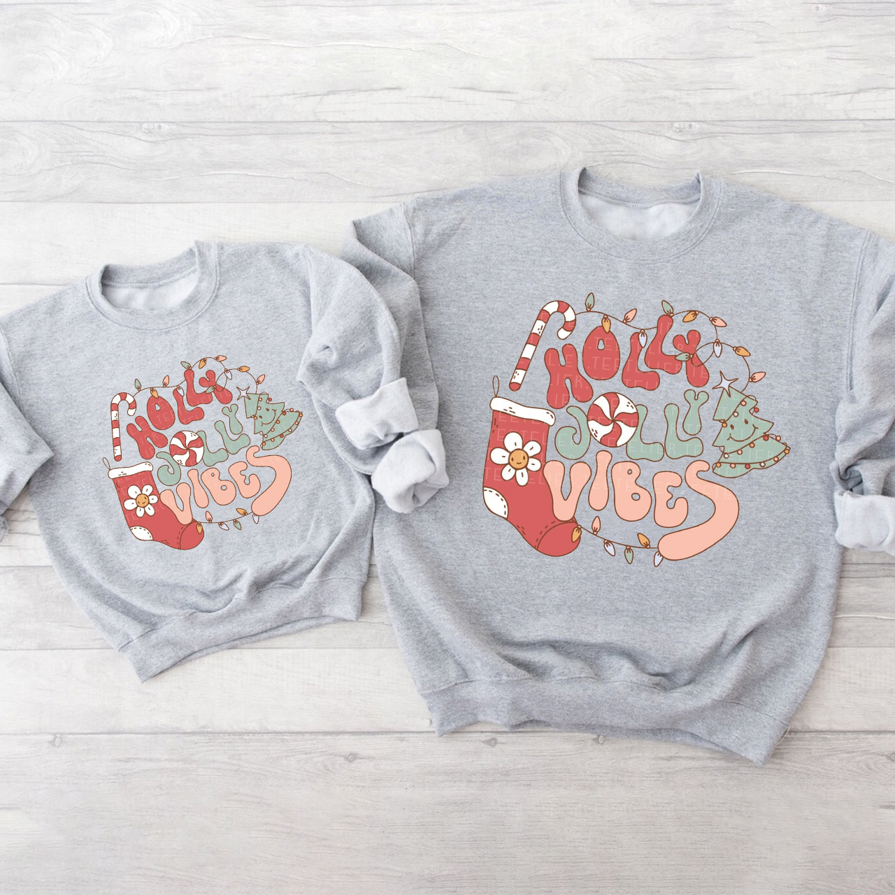 Holly Jolly Vibes Christmas Family Sweatshirts