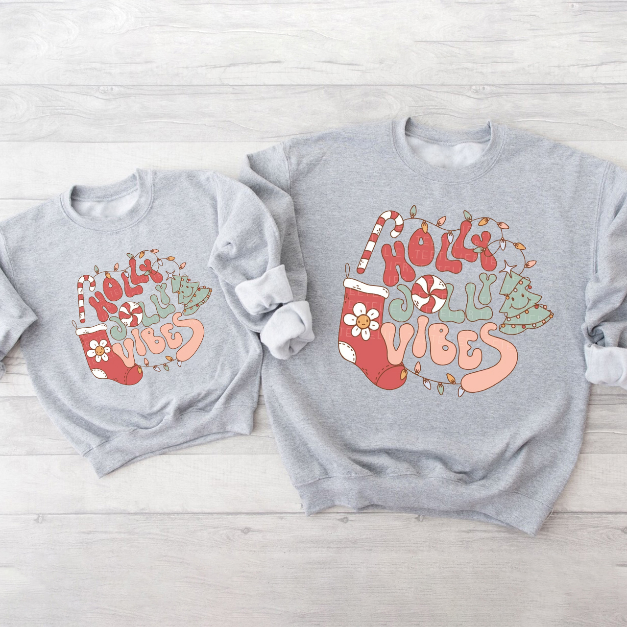 Holly Jolly Vibes Christmas Family Sweatshirts