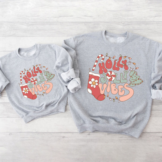 Holly Jolly Vibes Christmas Family Sweatshirts