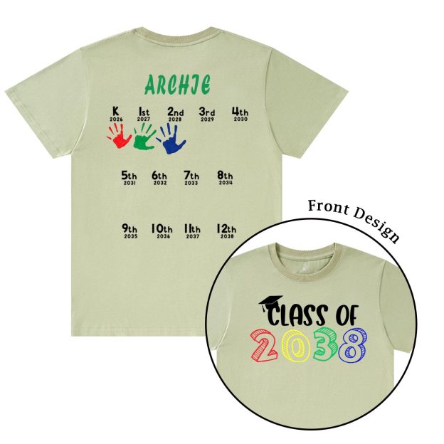 Hand Print-Class Of 2037 Personalized Shirts For School Kids