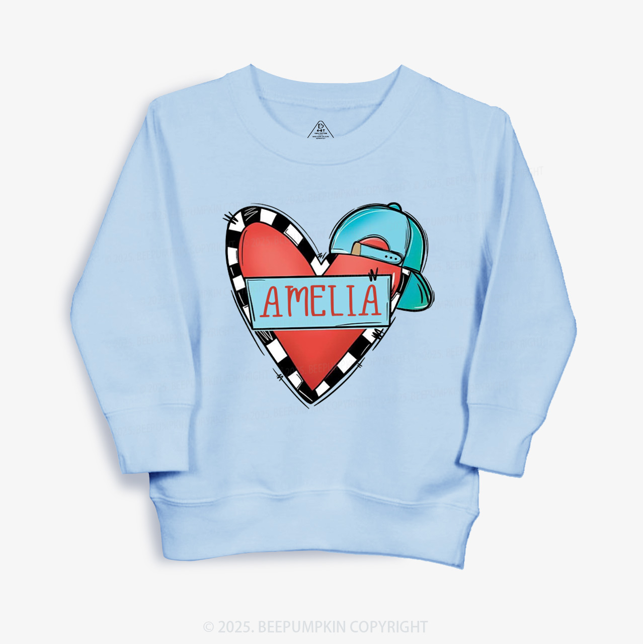 Personalized Cool Heart Valentine Kid's Sweatshirt