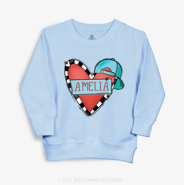 Personalized Cool Heart Valentine Kid's Sweatshirt