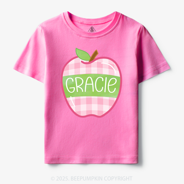 Personalized Plaid Apple Series Toddler&Kid's Tees Beepumpkin