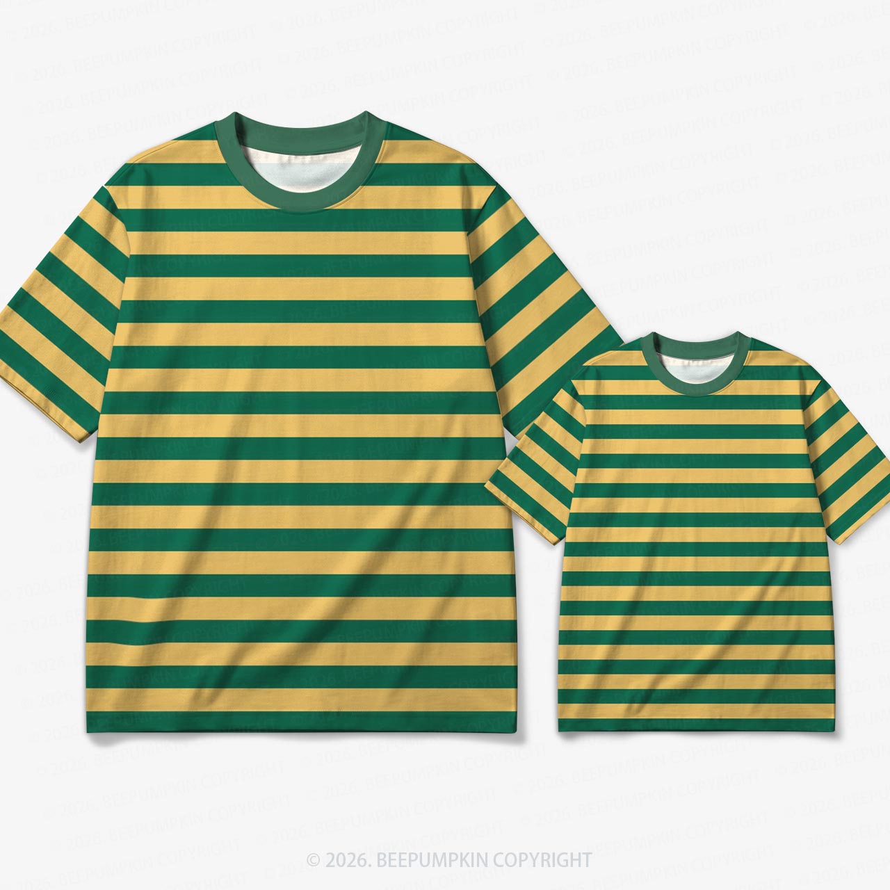 Retro Sunny Forest Stripe Family Matching Ringer T-Shirt