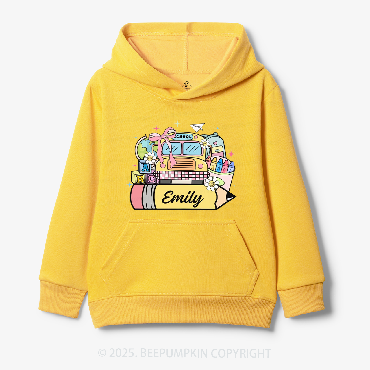 Personalized Kid Name School Bus Kid's Hoodies Beepumpkin