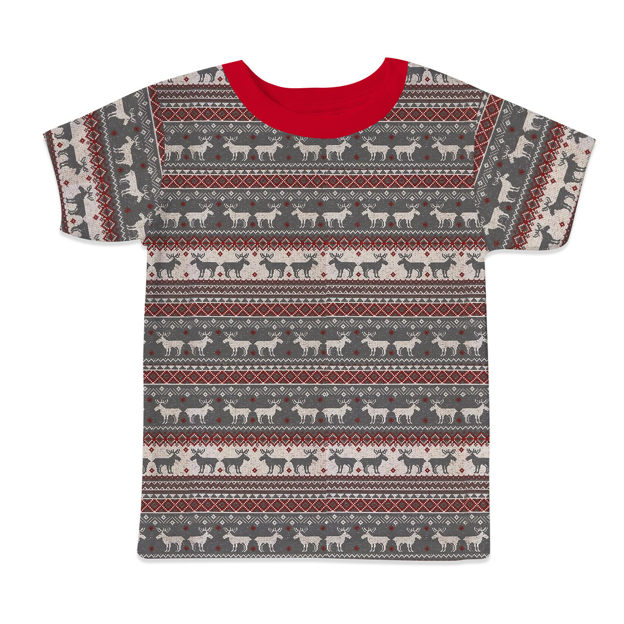 Reindeer Winter Stripe All-Over Print Short Family Matching Pajama Sets