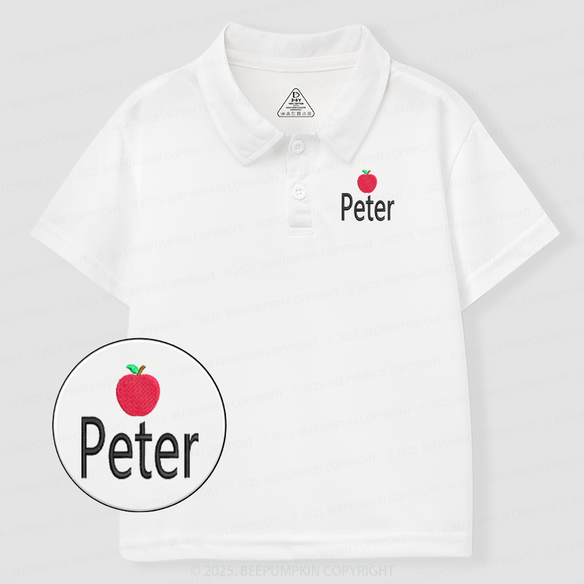 Personalized Embroidered Red Apple Name Toddler&Kid's Polo Shirt Beepumpkin