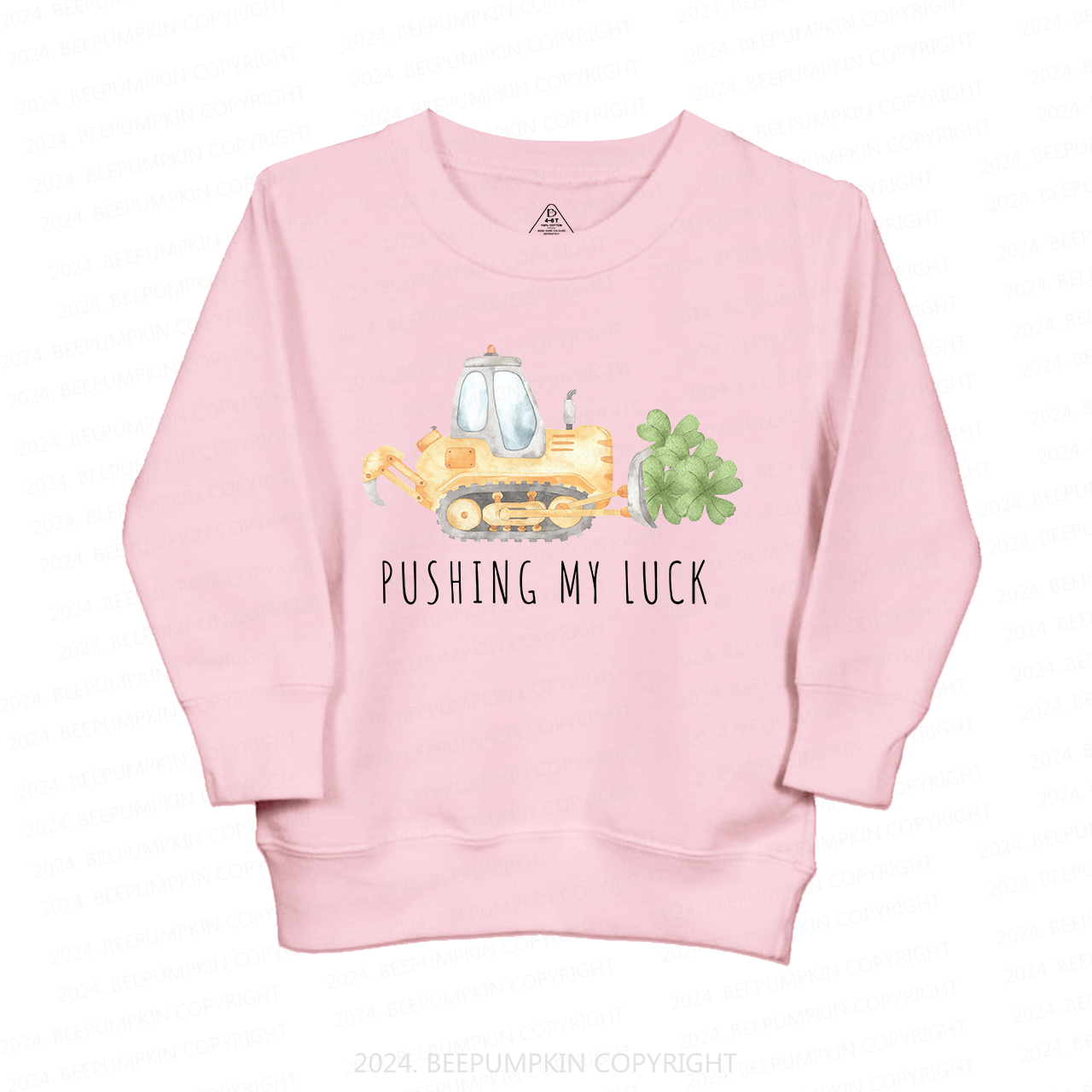 Watercolor Pushing My Luck Construction St.Patricks Day Kids Sweatshirt