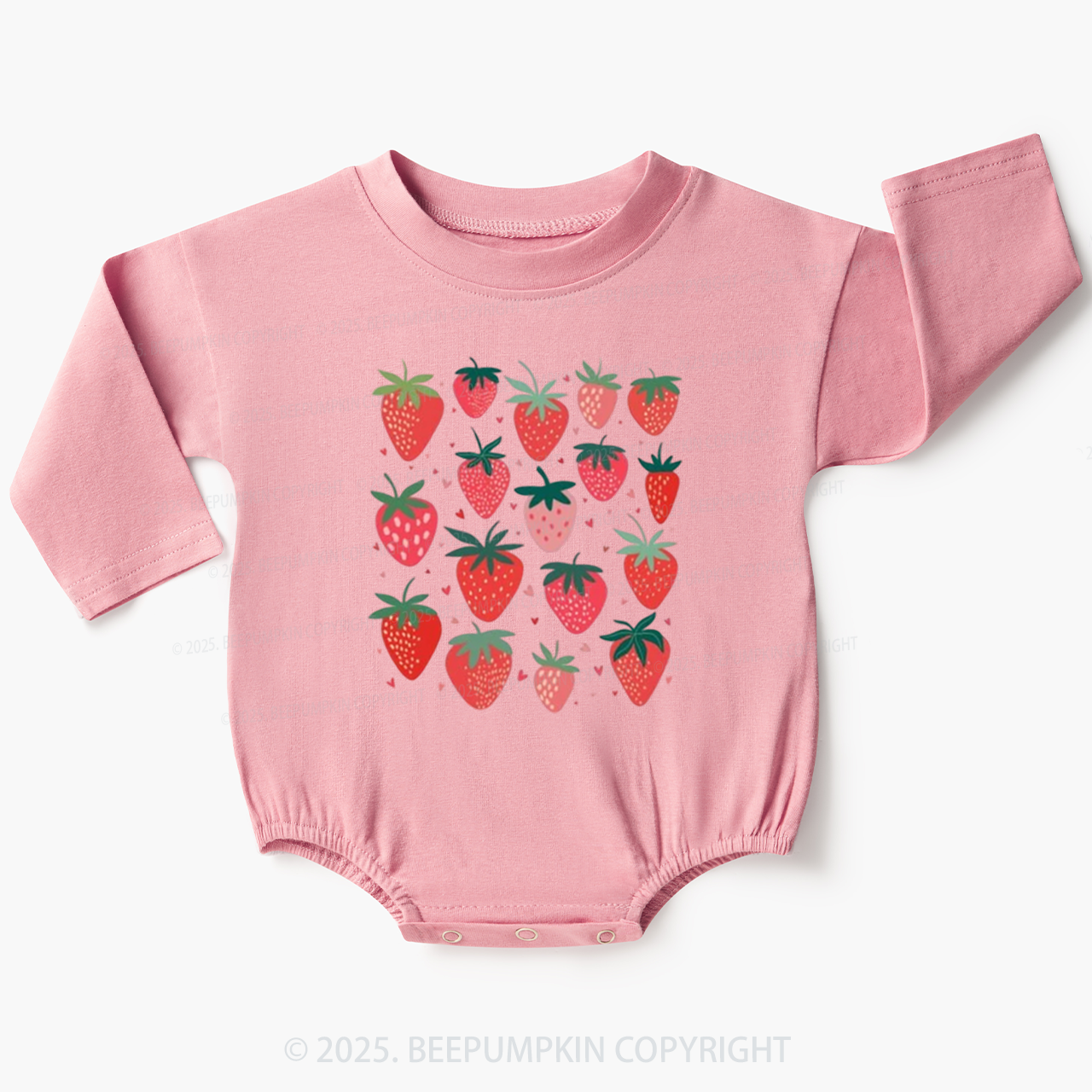 Girls Strawberries Baby Bubble Romper Beepumpkin