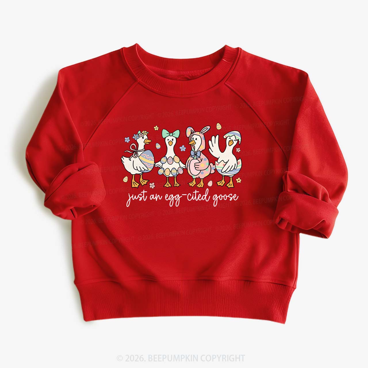Just an Egg-cited Goose Happy Easter Kid's Sweatshirt