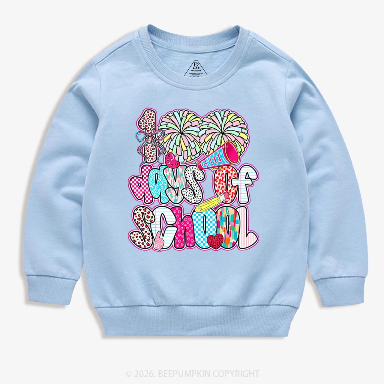 Cheer For 100 Days Pom Pom School Spirit Toddler&Kid's Sweatshirt