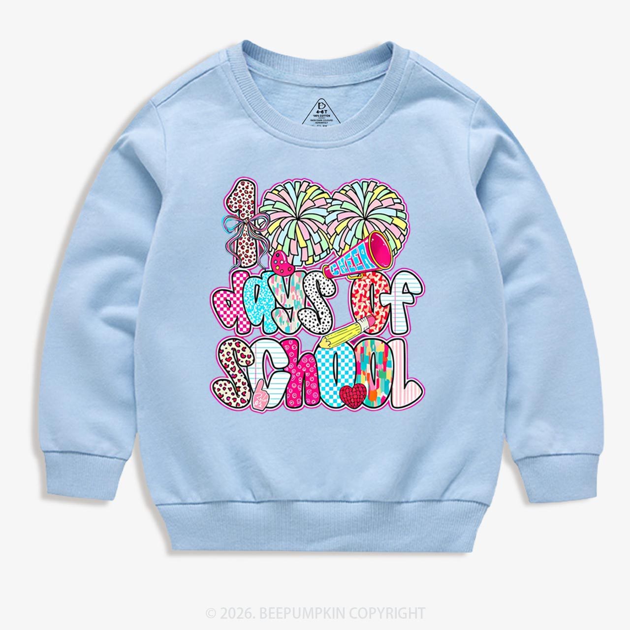 Cheer For 100 Days Pom Pom School Spirit Toddler&Kid's Sweatshirt
