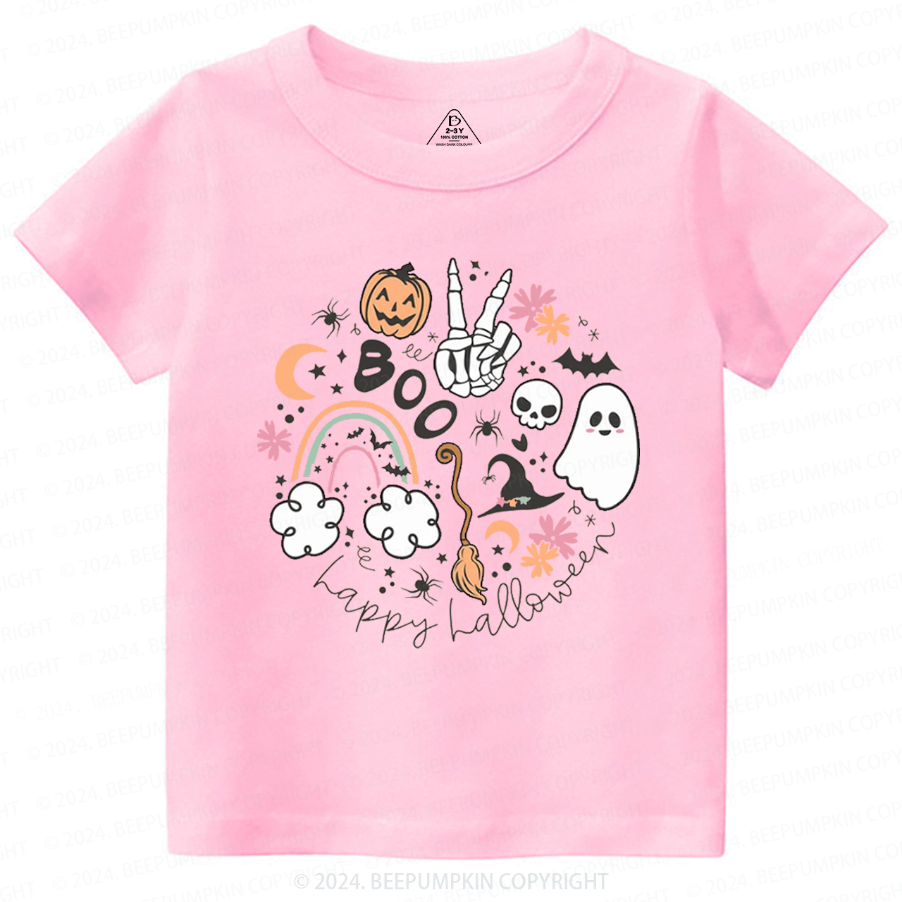 Happy Halloween Boo Groovy Skeleton Toddler&Kids Tees 