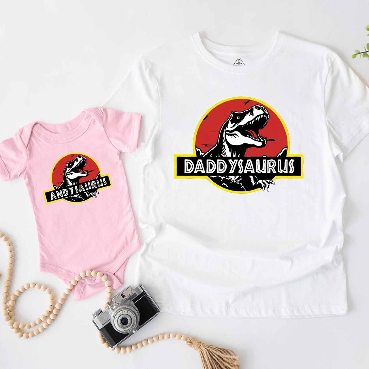Personalised Name-saurus Dad&Me Matching Shirts